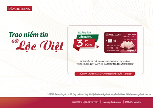 Mở thẻ miễn phí-Chi tiêu hoàn tiền cùng thẻ tín dụng nội địa Lộc Việt của Agribank